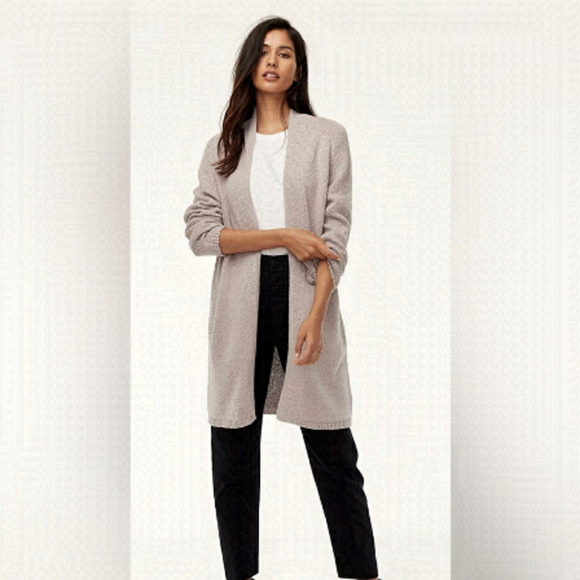 community Sweaters - Aritzia COMMUNITY VETUS KNIT LONG OPEN CARDIGAN GREY SIZE SMALL RELAXED FIT